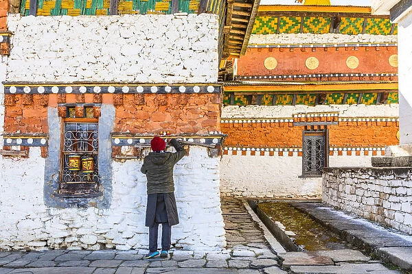 A man in Jambey Lhakhang, Jakar, Bumthang District, Bhutan