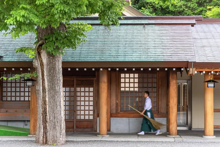 Framed Print : Man walking at Jingu Shinto Shrine, Sapporo, Hokkaido, Japan Framed Print : Man walking at Jingu Shinto Shrine, Sapporo, Hokkaido, Japan