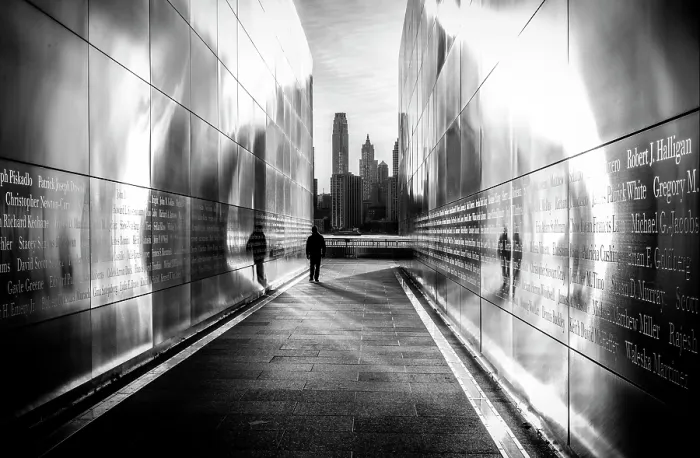 Framed Print : Man walking between the walls of the Empty Sky Memorial, Liberty State Park, Jersey City, New Jersey, USA Framed Print : Man walking between the walls of the Empty Sky Memorial, Liberty State Park, Jersey City, New Jersey, USA