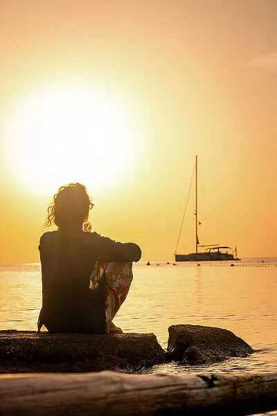 Man watching the sunset, Ibiza, Spain