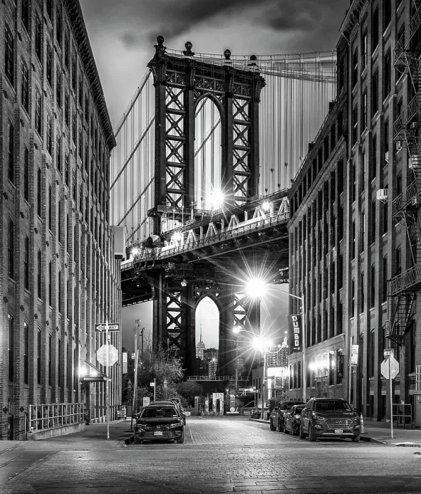 Framed Print : Manhattan Bridge from Washinton Street, Dumbo, Brooklyn, New York City, New York, USA Framed Print : Manhattan Bridge from Washinton Street, Dumbo, Brooklyn, New York City, New York, USA