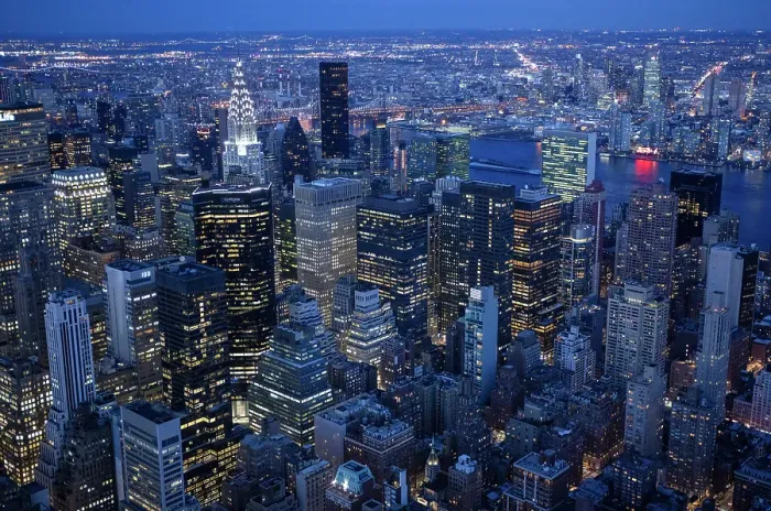 Framed Print : Manhattan and the Chrysler Building at dusk, from the Empire State Building, Manhattan, New York City, New York, USA