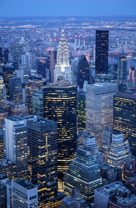 Framed Print : Manhattan and the Chrysler Building at dusk, from the Empire State Building, Manhattan, New York City, New York, USA Framed Print : Manhattan and the Chrysler Building at dusk, from the Empire State Building, Manhattan, New York City, New York, USA