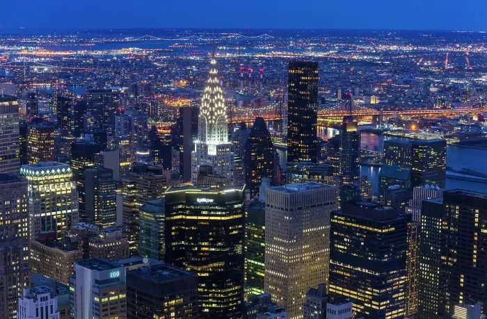 Framed Print : Manhattan and the Chrysler Building at dusk, from the Empire State Building, Manhattan, New York City, New York, USA