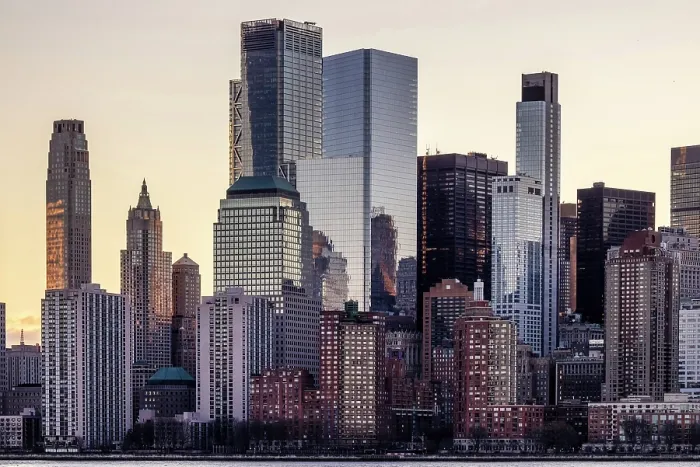 Framed Print : Manhattan at dawn from Liberty State Park, Jersey City, New Jersey, USA