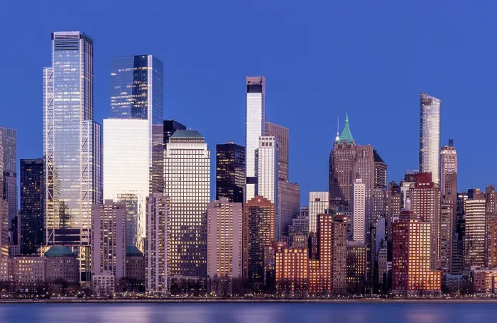 Framed Print : Manhattan at dusk from Exchange Placxe, Jersey City, New Jersey, USA Framed Print : Manhattan at dusk from Exchange Placxe, Jersey City, New Jersey, USA