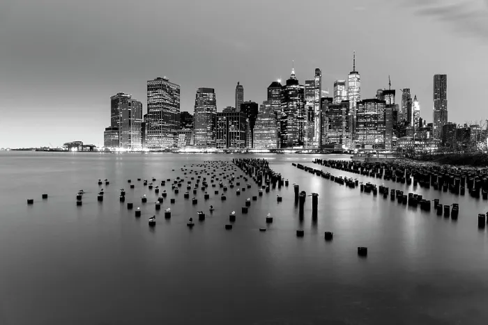 Framed Print : Manhattan at dusk from Pier 1, Brooklyn Bridge Park, Brooklyn, New York City, New York, USA