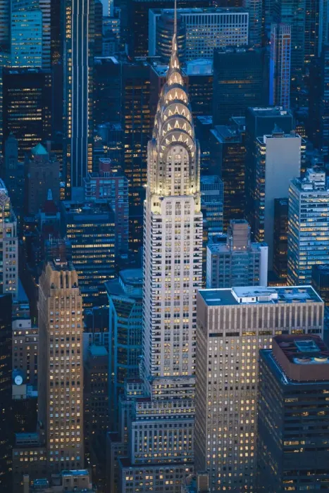 Framed Print : Manhattan, New York City, USA. Aerial view of the Chrysler Building at dusk