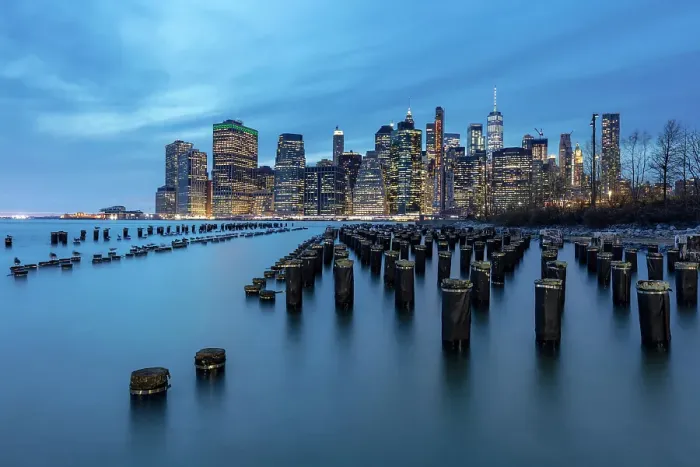 Framed Print : Manhattan from Pier 1 at dusk, Brooklyn Bridge Park, Manhattan, New York City, New York, USA Framed Print : Manhattan from Pier 1 at dusk, Brooklyn Bridge Park, Manhattan, New York City, New York, USA