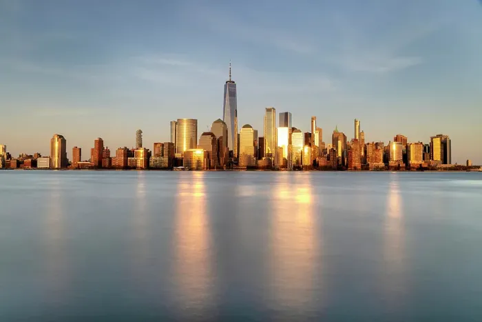 Framed Print : Manhattan and the One World Trade Centre, at sunset, from Exchange Place, Jersey City, New Jersey, USA Framed Print : Manhattan and the One World Trade Centre, at sunset, from Exchange Place, Jersey City, New Jersey, USA