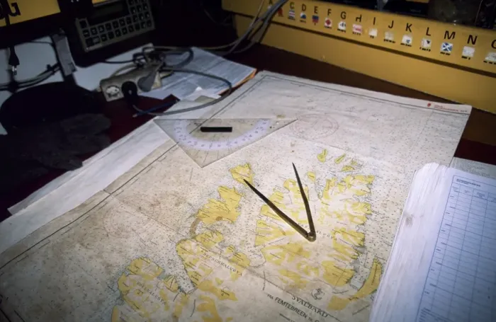 Framed Print : Map of northern Spitsbergen in the Noordelichts chart room