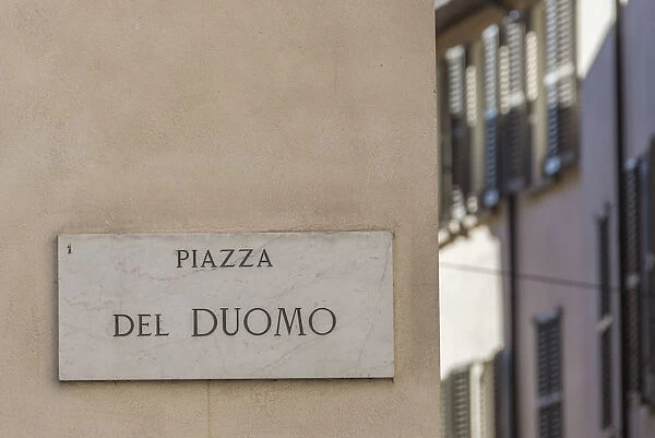 The marble plaque of Piazza Del Duomo Milan Lombardy Italy Europe