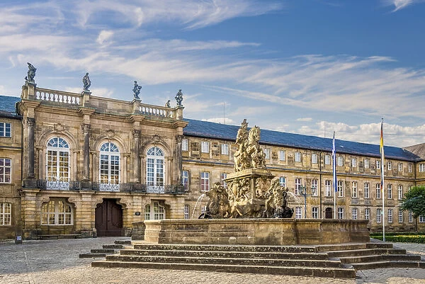 Margrave fountain at the New Palace, Residenzplatz, Bayreuth, Upper Franconia, Bavaria