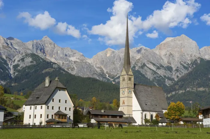 Framed Print : Maria Alm in front of Steinernes Meer in Pinzgau, Salzburger Land, Austria
