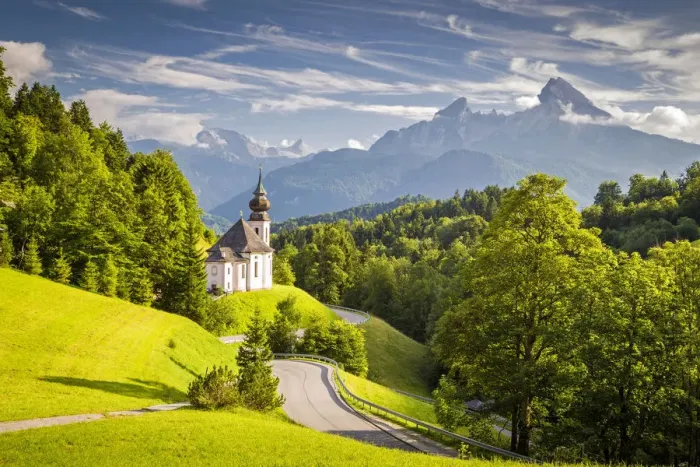 Framed Print : Maria Gern Church, with Bayern Alps and Mount Watzmann on the background. Berchtesgaden Framed Print : Maria Gern Church, with Bayern Alps and Mount Watzmann on the background. Berchtesgaden