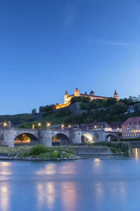 Framed Print : Marienberg Fortress and Old Main Bridge at dusk, Wurzburg, Bavaria, Germany Framed Print : Marienberg Fortress and Old Main Bridge at dusk, Wurzburg, Bavaria, Germany