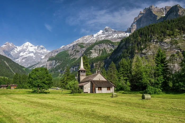 Framed Print : Marienkirche (Church of Mary), Kandersteg, Canton of Bern, Switzerland Framed Print : Marienkirche (Church of Mary), Kandersteg, Canton of Bern, Switzerland