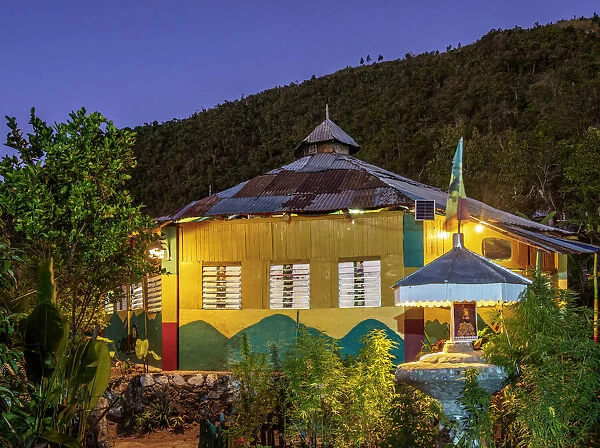 Marijuana Garden and School of Vision Temple at dusk, Rastafarian Community