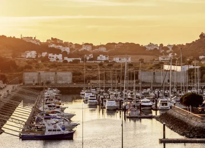 Framed Print : Marina in Albufeira at sunset, Algarve, Portugal Framed Print : Marina in Albufeira at sunset, Algarve, Portugal