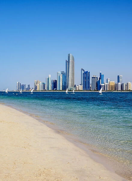 Marina Beach and City Center Skyline, Abu Dhabi, United Arab Emirates