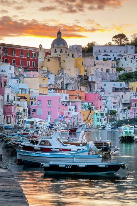 Framed Print : Marina di Corricella at Sunrise, Procida, Campania, Italy Framed Print : Marina di Corricella at Sunrise, Procida, Campania, Italy