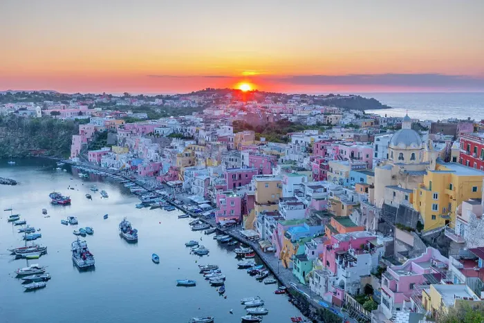 Framed Print : Marina di Corricella at Sunset, Procida, Campania, Italy Framed Print : Marina di Corricella at Sunset, Procida, Campania, Italy