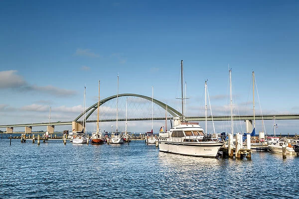 Marina, Fehmarnsund, Fehmarnsund bridge, Fehmarn island, Baltic coast, Schleswig-Holstein