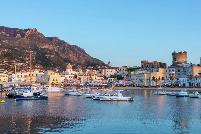 Framed Print : Marina de Forio, Forio Harbour and Beach, Forio, Ischia, Campania, Italy