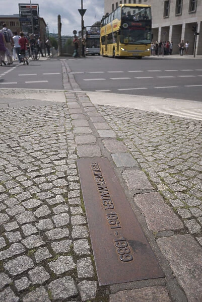 Marker showing the course of the Berlin Wall, Friedrichstrasse, Berlin, Germany