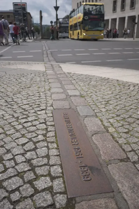 Framed Print : Marker showing the course of the Berlin Wall, Friedrichstrasse, Berlin, Germany Framed Print : Marker showing the course of the Berlin Wall, Friedrichstrasse, Berlin, Germany