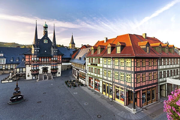 Marker Square and Guild Hall, Wernigerode, Harz Mountains, Saxony-Anhalt, Germany