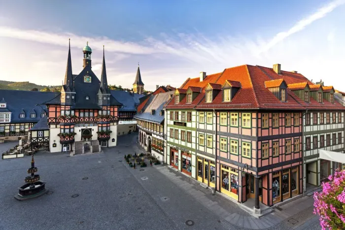 Framed Print : Marker Square and Guild Hall, Wernigerode, Harz Mountains, Saxony-Anhalt, Germany