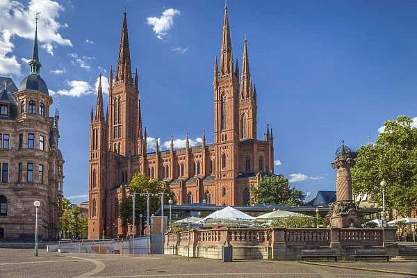 Market column and market church, Wiesbaden, Hesse, Germany