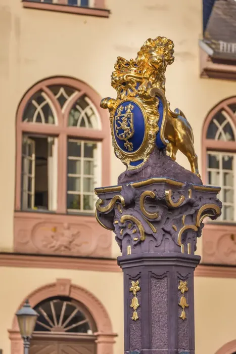 Framed Print : Market fountain in front of the old town hall, Wiesbaden, Hesse, Germany