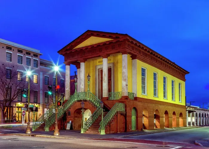 Framed Print : Market Hall, illuminated, Dusk Charleston, South Carolina, USA