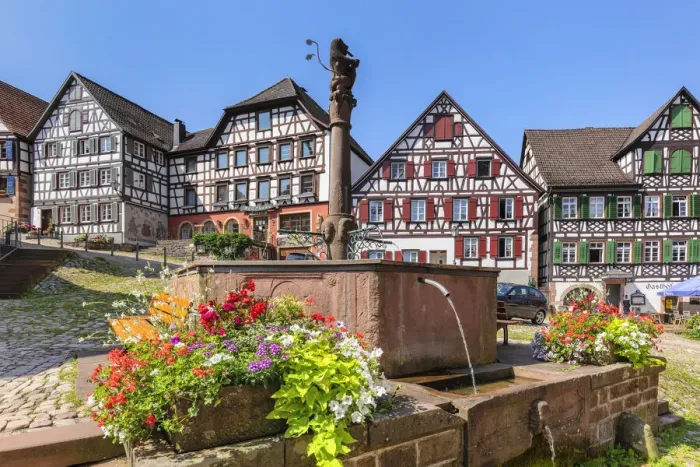 Framed Print : Market place of Schiltach, Kinzigtal Valley, Black Forest, Baden-Wurttemberg, Germany