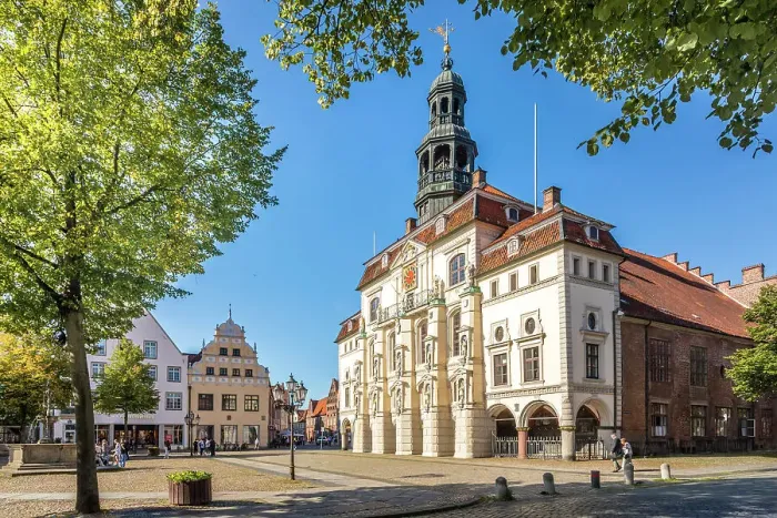 Framed Print : Market square with town hall, Luneburg, Lower Saxony, Germany Framed Print : Market square with town hall, Luneburg, Lower Saxony, Germany