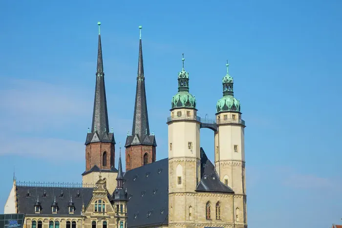 Framed Print : Marktkirche Unser Lieben Frauen (church), Marktplatz, Halle (Saale), Saxony-Anhalt, Germany