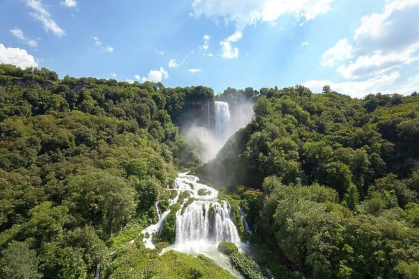 Marmore Falls (Cascate delle Marmore) in full operation, Terni, Umbria region, Italy