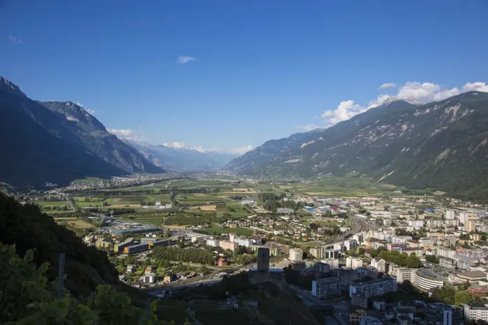Framed Print : Martigny and the Rhone Valley, Valais, Switzerland Framed Print : Martigny and the Rhone Valley, Valais, Switzerland