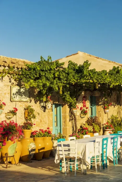 Framed Print : Marzamemi, Sicily. Traditional shops in the main square Framed Print : Marzamemi, Sicily. Traditional shops in the main square