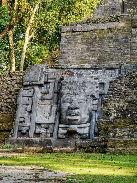 Framed Print : Mask Temple, detailed view, Lamanai Archaeological Reserve, Orange Walk District, Belize