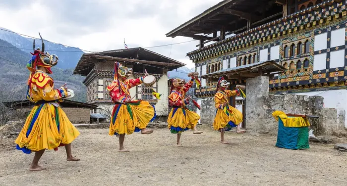 Framed Print : Masked dancers at a local festival in Paro District, Bhutan Framed Print : Masked dancers at a local festival in Paro District, Bhutan