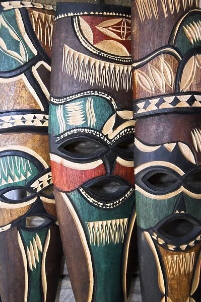 Masks for sale in the handicrafts market at Okahandja, Namibia