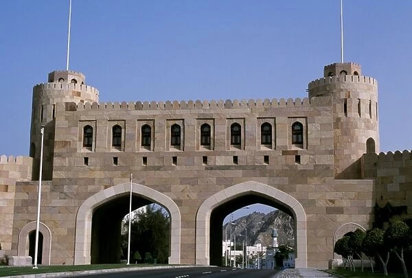 The Mathaib Gate spans the main road into