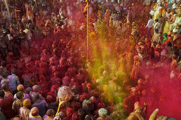 Mathura, Uttar Pradesh, India, Asia. Holi festival of Colors
