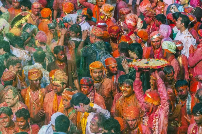 Framed Print : Mathura, Uttar Pradesh, India, Asia. Holi festival of Colors Framed Print : Mathura, Uttar Pradesh, India, Asia. Holi festival of Colors