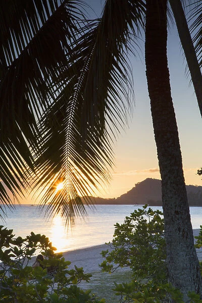 Matira Beach at sunset, Bora Bora, Society Islands, French Polynesia