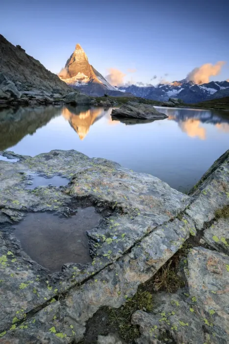Framed Print : Matterhorn reflected in Lake Stellisee at dawn Zermatt Pennine Alps Canton of Valais Framed Print : Matterhorn reflected in Lake Stellisee at dawn Zermatt Pennine Alps Canton of Valais
