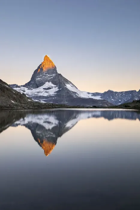 Framed Print : Matterhorn reflected in Riffelsee Lake at dawn (Zermatt, Canton of Valais, Visp Framed Print : Matterhorn reflected in Riffelsee Lake at dawn (Zermatt, Canton of Valais, Visp